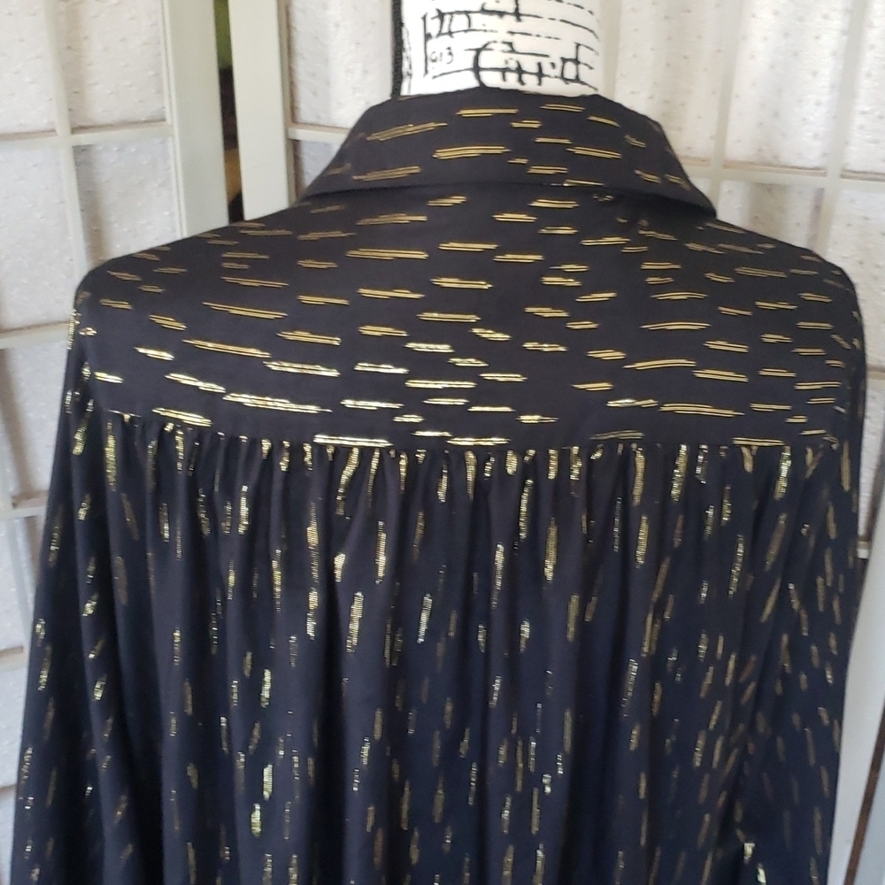 Zara nwt black and gold oversized shirt dress whit ruffle size  S - Picture 6 of 9